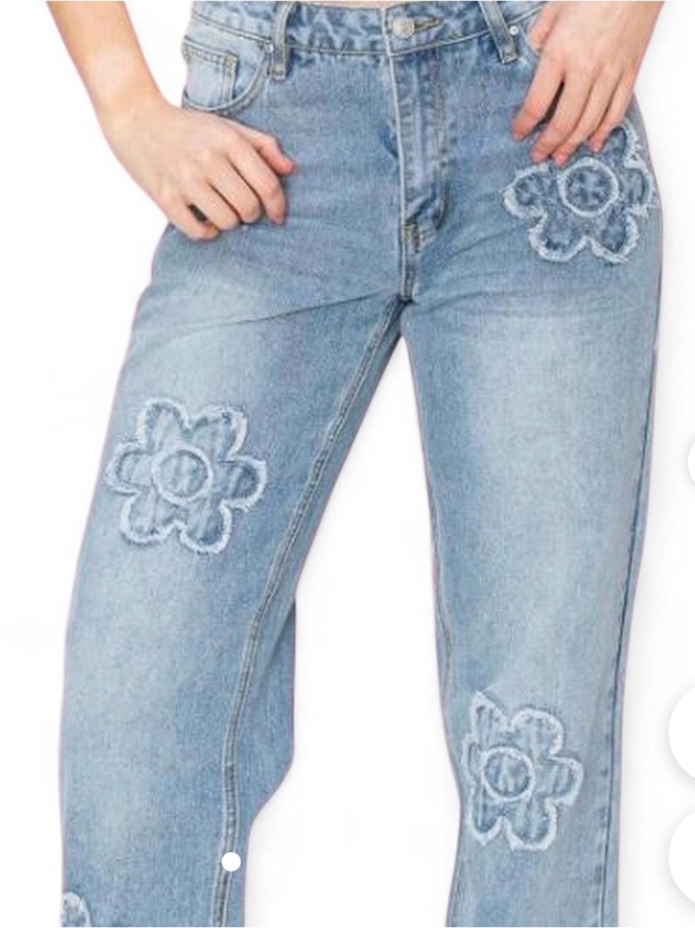 Sweethearts Los Angeles Flower Patchwork Light Wash Jeans Size 9/29 - Picture 2 of 12